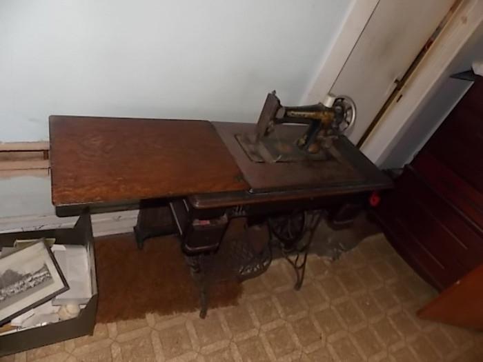 Antique Singer Sewing Machine setup