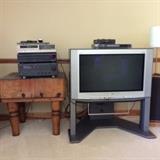 Antique Butcher Block, TV, Stereo Set, etc.