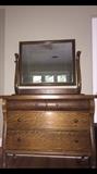 Antique Quatrer-saw Oak Dresser with Swing Mirror