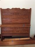 Antique Oak High Back Bed