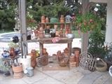POTTING BENCH , LARGE SELECTION OF CLAY POTS
