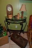 foyer/wall table, metal & glass