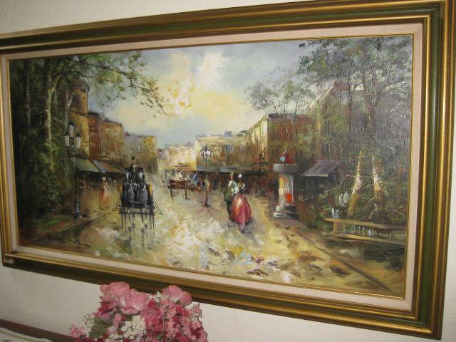 Large street scene oil painting