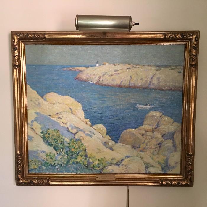 One of the many original works of art. This one by William Chadwick. Chadwick recently gained national exposure in a major retrospective, William Chadwick, 1879-1962: An American Impressionist, that opened at the Lyme Historical Society in August, 1978, and circulated to several museums in the eastern United States.- The exhibition was organized by R. H. Love Galleries of Chicago. Chadwick's work is represented in the Lyme Historical Society, the Lyman Allyn Museum, and the National Collection of Fine Arts.