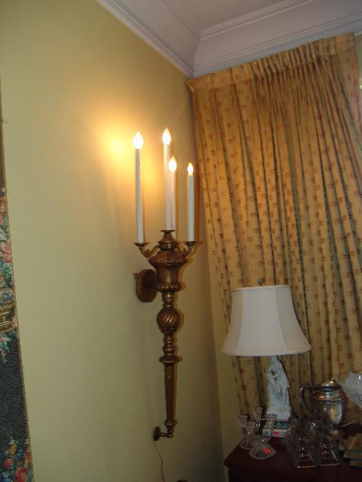 Torchere gold glided lamp