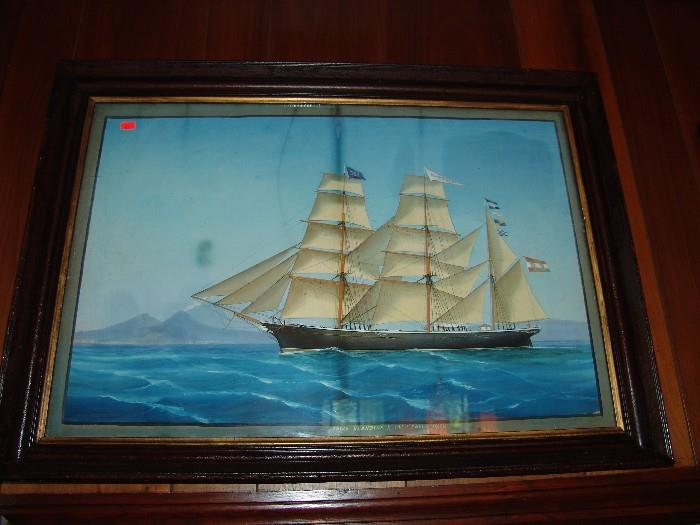 Fine old,print of sailboat