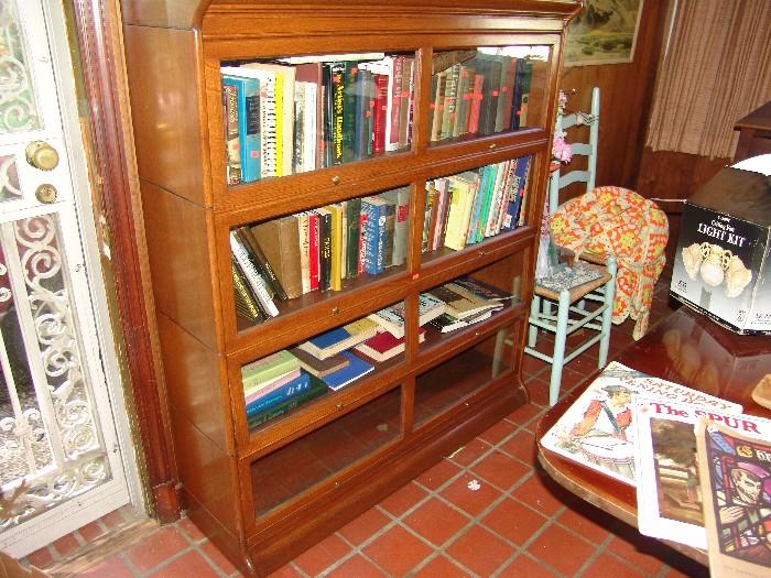 Oak Lawyers stack bookcase with old books