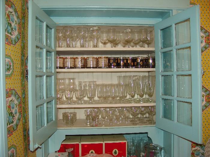 60's bar wares and wine glasses