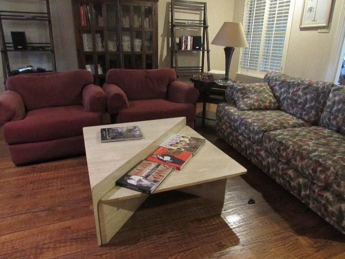 Very unusual solid marble 2 piece coffee table.  Early 1980's