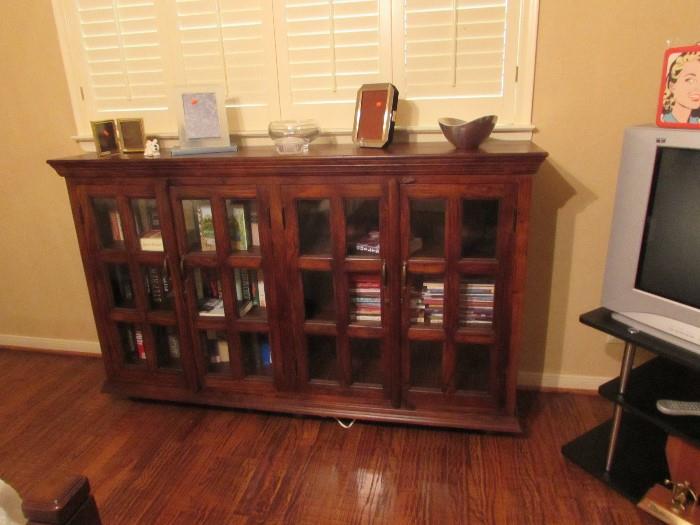 Restoration bookcase in guest bedroom.