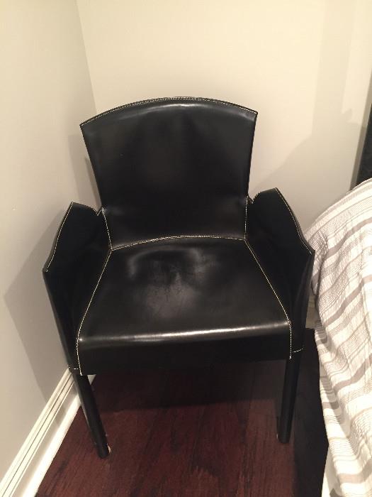 Handmade Italian petite leather chair