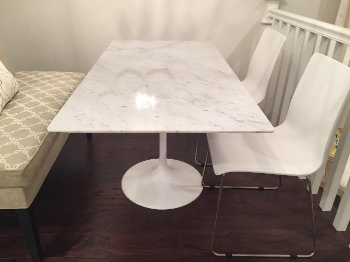 SOLD Mid Century style pedestal table with marble top