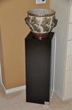 Black 30 inch Austin pedestal (2 available) with Asian style Cache Pot.