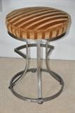 Brush metal counter height swivel stools with pony hair upholstered seat (4 available)