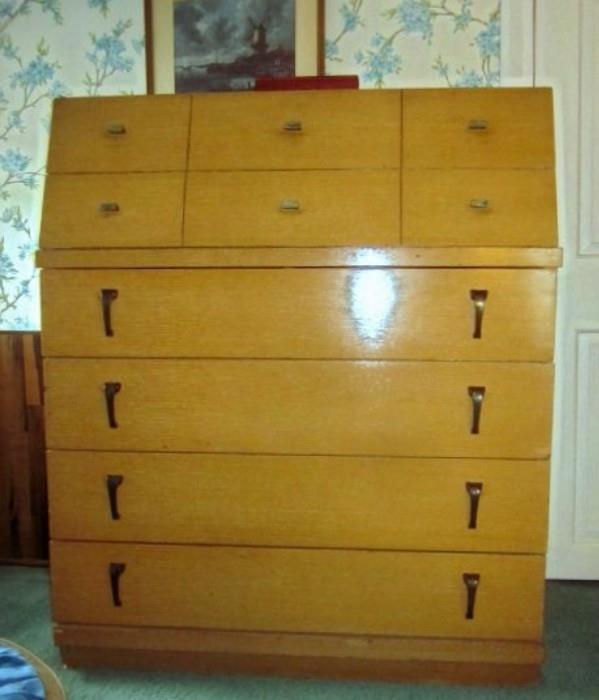 Mid Century Deco chest with 6 drawers (top has been covered with contact paper).