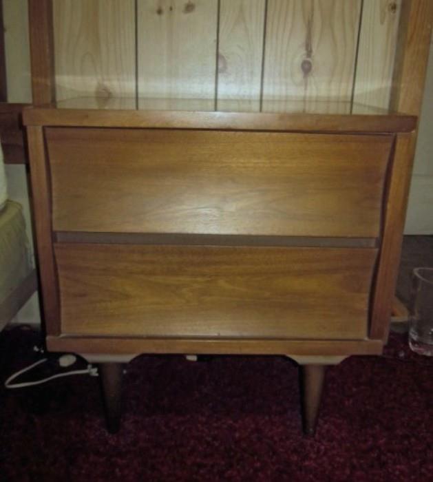 Johnson Harper Mid Century Modern nightstand with 2 drawers.