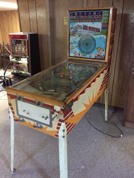 Vintage 1959 Hi-Dive Pin Ball Machine by Gottlieb asking $700. Was working fine and we think a fuse may need to be replaced. 