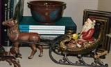 Reproduction cast Santa/sleigh and reindeer