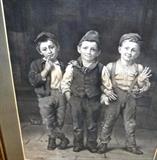 3 boys, large lithograph by Brown
