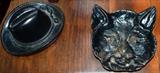 Cast iron trinkets - cat ashtray from Skyline Drive, Shenandoah National Park.  Cowboy hat from West Point, VA