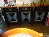 Ornate Custom Painted Sideboard with Ormulu Details - 77"W X 20"D X 39"H