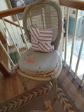 Four Painted Cane & Rattan Dining Chairs - 