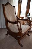 Spring Platform rocker with carved swans on arm rests
