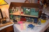 Antique doll house and furniture