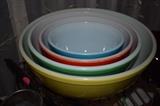 Pyrex nesting bowls; primary colors
