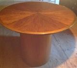 Art Moderne figured walnut dining table with 4 leaves