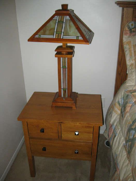 one night stand and  mission style lamp