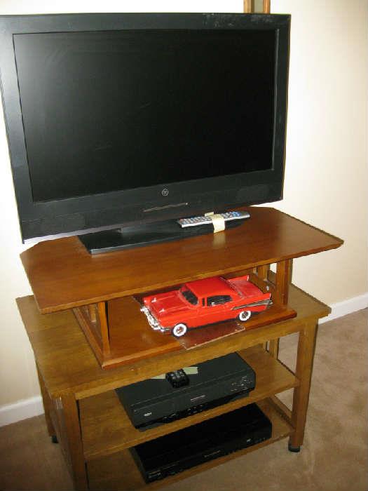 TV, turn table, 1957 Chevy rewinder, table, DVD