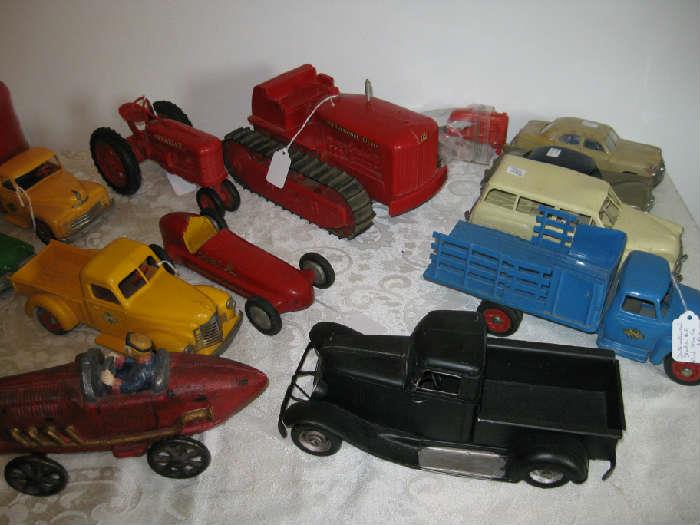 lots of old cars and trucks, many Rare. by Products Miniature, International crawler dozer, 