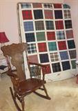 nice vintage rocking chair & Scottish Clan Tartan quilt