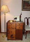 cute old drop leaf table with drawers & cupboard