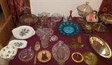 lots of great vintage glassware & Silver plated serving pieces