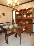 really nice drop leaf dining table & two mid-century Drexel china cabinets