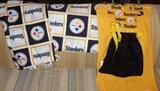 Many Pittsburgh Steeler Fan Stuff - including this flag, shower curtain & Baby Cheerleader outfit