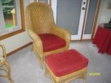 Wicker chair and ottoman
