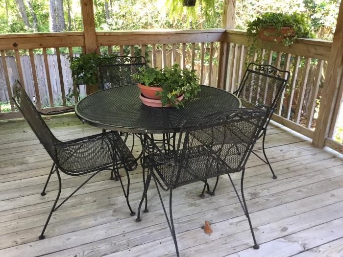 wrought iron table and chair set