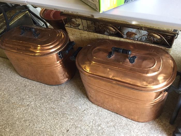 Copper canning boilers with lids