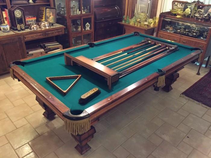 Small Seven Pool Table with Rosewood Railings