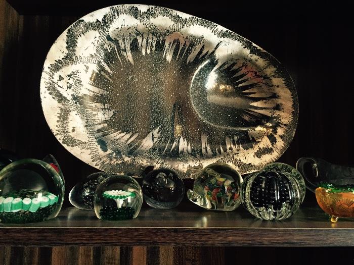 vintage paperweights and great tray!