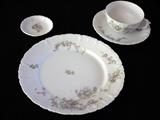 Habsburg Austria Early 1900's (Pink Floral, 44 Pieces, including 8 butter pats, Excellent Condition)