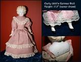 Early 1900's German Doll, 17.5", Newer Dress