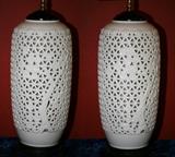 2 Mid-Century Ginger Jar Lamps (16" high bases); Newer Lamp Shades; Additional 11" Ginger Jar Lamp (Similar Design) Available.