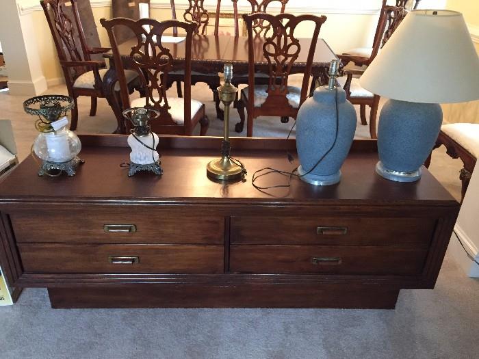Side Table/Dresser and Variety of Lamps