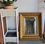 rattan, older mirror with gilt