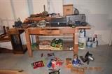 Tools, craftsman, fishing gear (older), planes, miters etc. 