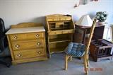 childs roll top desk and chair with dresser